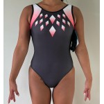 Maillot de gymnastique 1104-01, Sportif noir avec motifs de losanges 