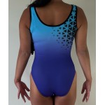 Maillot de gymnastique 1100-03 Puzzle Géométrique bleu et mauve